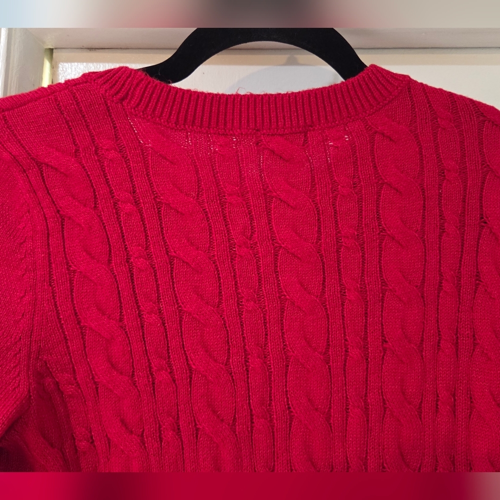 Women's Talbots Red Cable Knit Crewneck Sweater, Size S - Picture 10 of 15